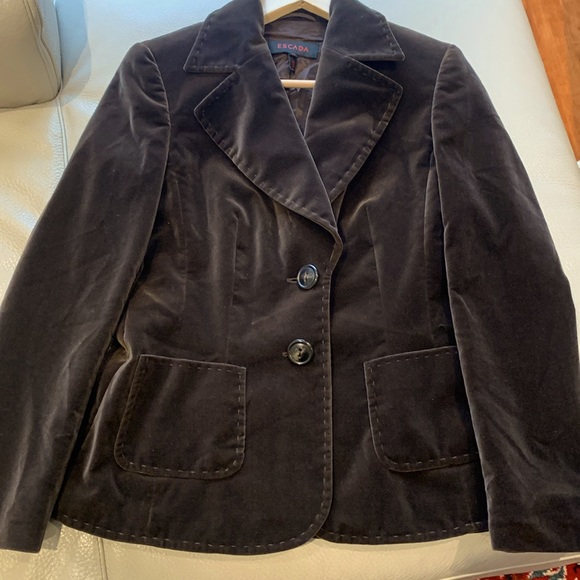 COPY - ESCADA BLAZER dark brown velours size 4 - Picture 1 of 13